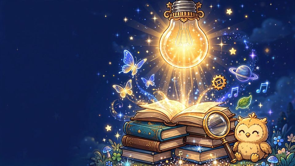 Lo sapevi che…? Una lampadina luminosa sopra una pila di libri