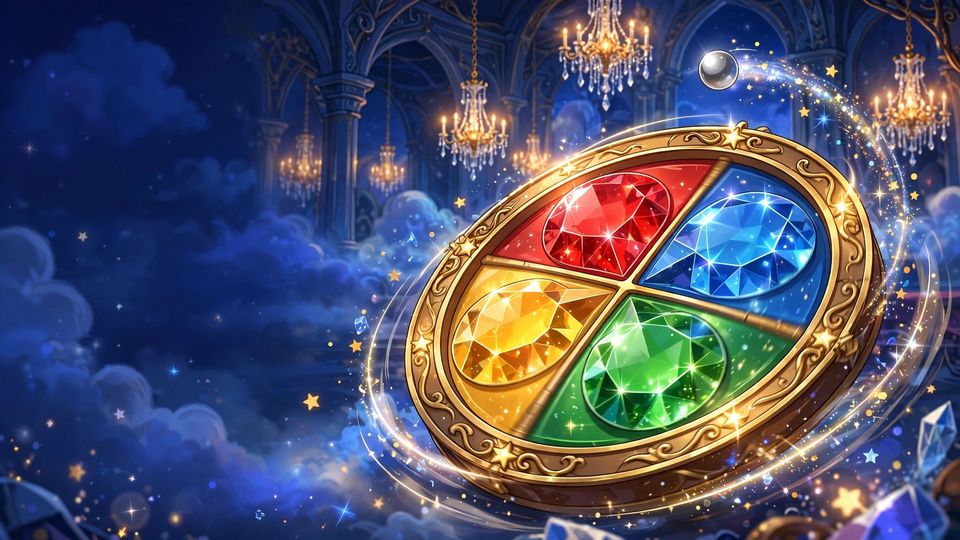 La Roulette dei colori: una ruota di gemme rosse, blu, gialle e verdi